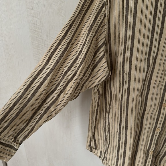 Mate the Label • Butter Yellow Striped Linen Buttonup Size M - Picture 4 of 10